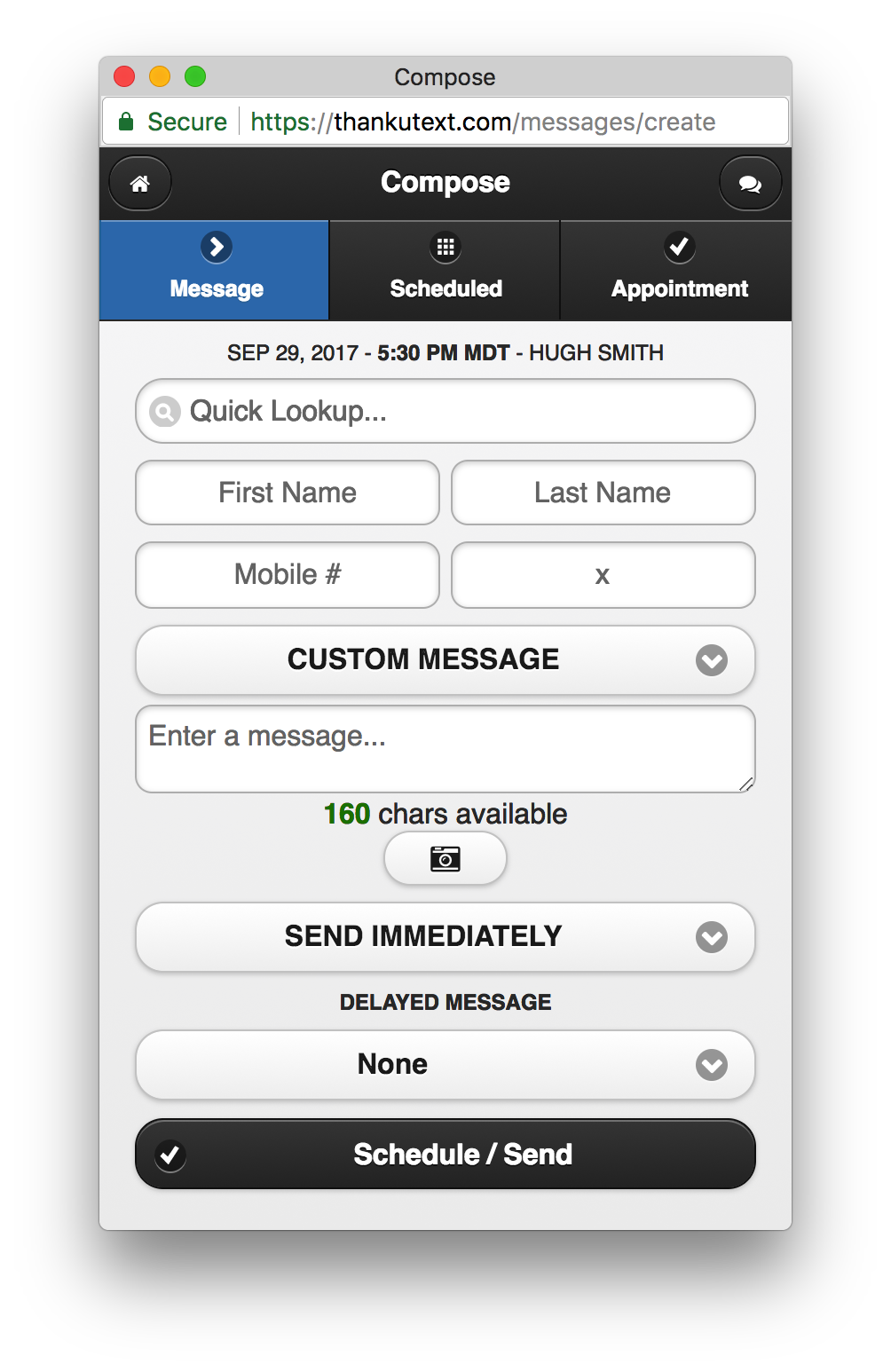 Composed Message Example THANKUTEXT | About